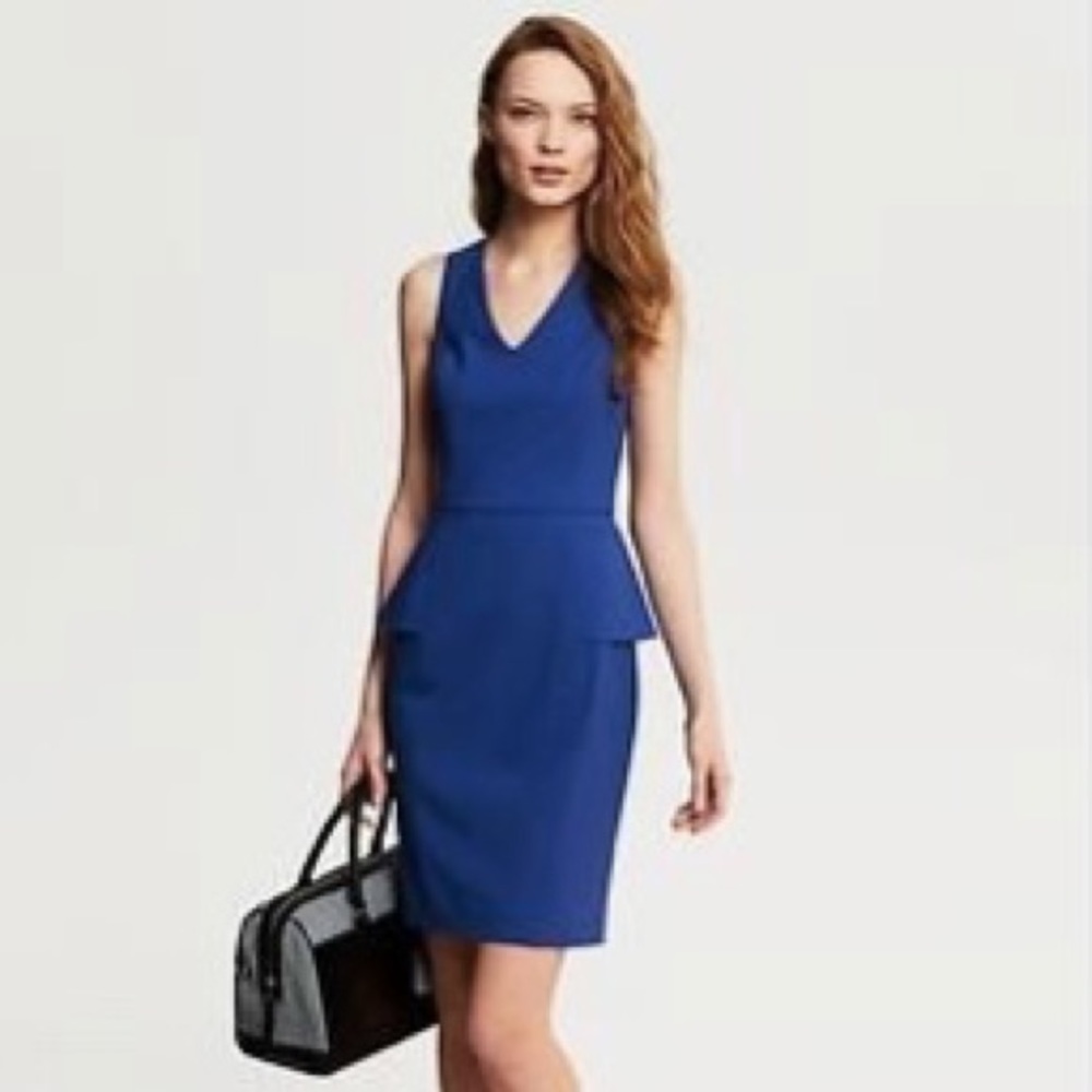 Banana Republic | blue peplum wool dress - Picture 1 of 6